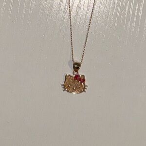 NEW Hello Kitty 14k Gold Necklace with HK Pink Pouch